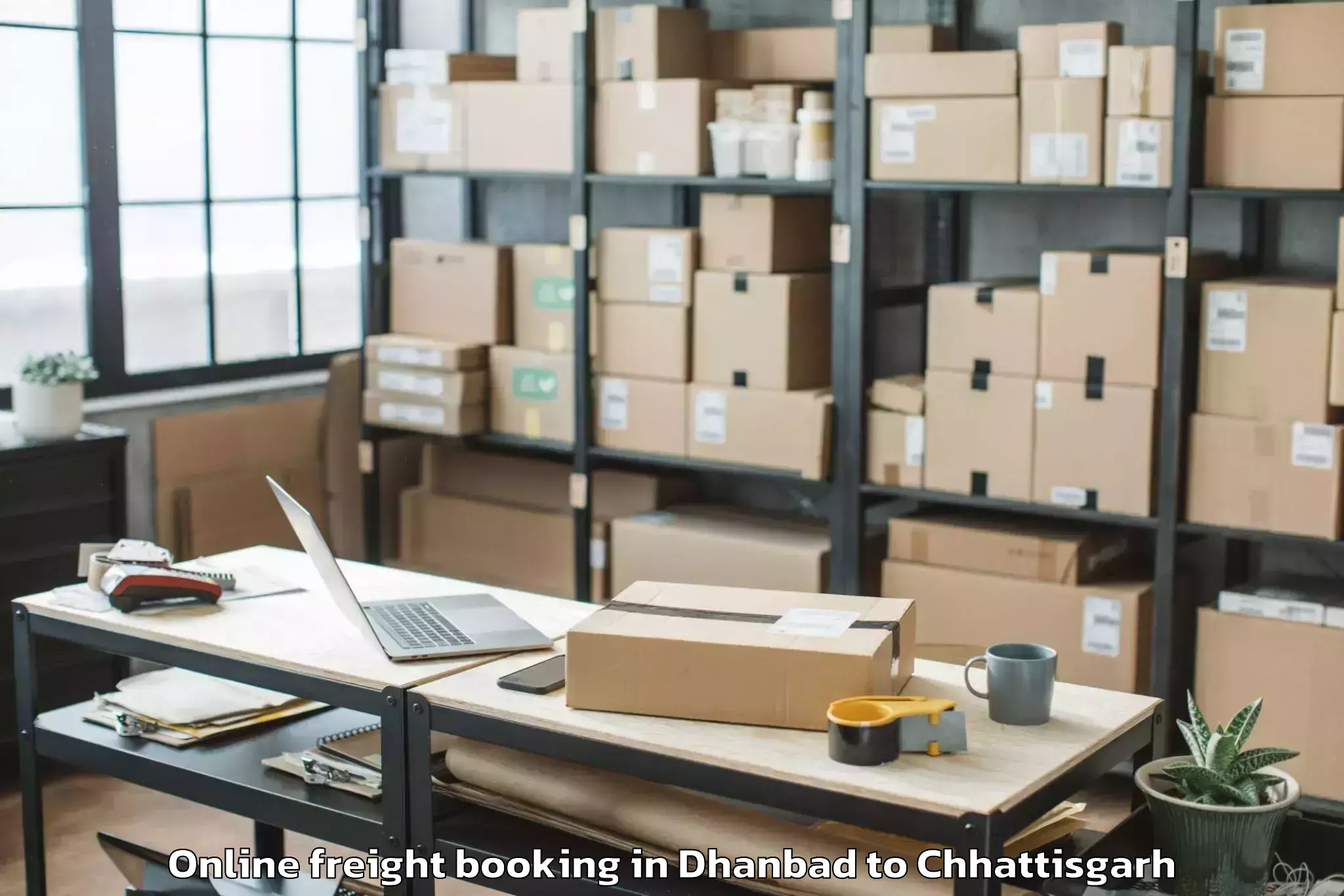 Hassle-Free Dhanbad to Basna Online Freight Booking